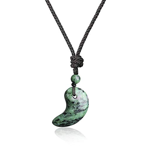 COAI Geschenkideen Unisex Japanische Magatama Kommaförmige Horn Anhänger aus Ruby Zoisit Amulett Glückskette COAI Geschenkideen Unisex Japanische Magatama Kommaförmige Horn Anhänger aus Ruby Zoisit Amulett Glückskette von COAI