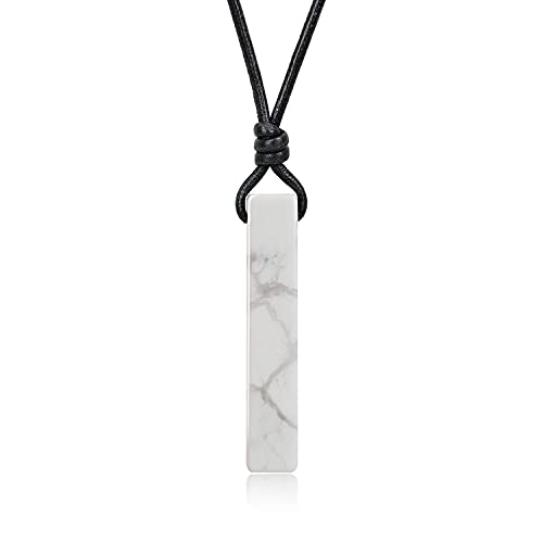 COAI Geschenkideen Unisex Lederkette mit Bar Anhänger Säule Glückskette aus Howlith von COAI