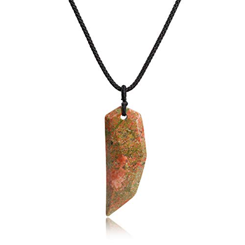 COAI Geschenkideen Unisex Spitzer Anhänger aus Rotgrünlichem Unakit Wolfszahn Amulett Halskette von COAI