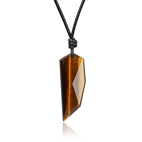 COAI Geschenkideen Unisex Spitzer Anhänger aus Tigerauge Wolfszahn Amulett Leder Halskette COAI Geschenkideen Unisex Spitzer Anhänger aus Tigerauge Wolfszahn Amulett Leder Halskette von COAI