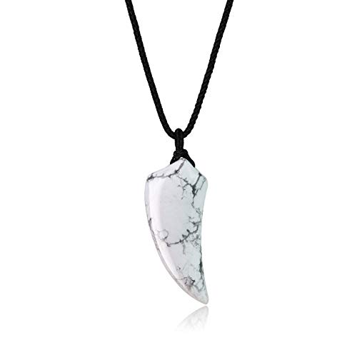 COAI Geschenkideen Unisex Surferkette Mehrfasen Spitzer Anhänger Wolfszahn Anhänger aus Howlith von COAI