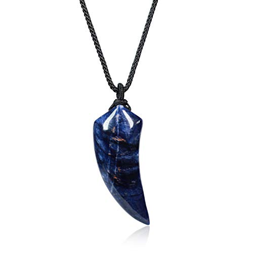 COAI Geschenkideen Unisex Surferkette Mehrfasen Spitzer Anhänger Wolfszahn Anhänger aus Sodalith von COAI