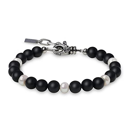 COAI Geschenkideen Verstellbares Perlen Armband mit Mattem Onyx für Herren von COAI