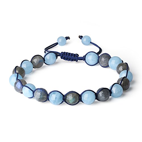 COAI Herren Glücksarmband Inspired aus Lavastein und Edelsteine Aquamarin und Labradorit von COAI