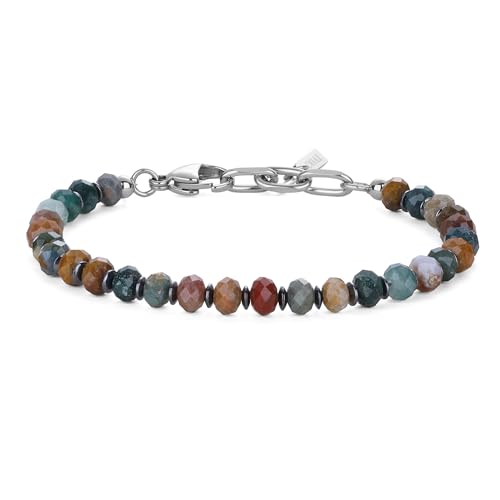 COAI Indischer Achat Armband mit 6x4 mm facettierten Achat Perlen und Hämatit Perlen für Herren von COAI