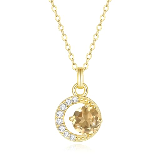 COAI Kristall Halskette für Damen silber 925 mit natürlichem Citrin-Anhänger Vergoldete Kette von COAI