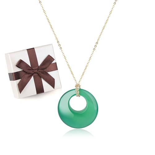 COAI Mode Runde echte grüner Achat Kristall-Anhänger Halskette für Frauen von COAI