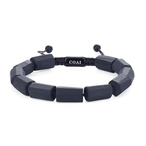 COAI Naturstein Armband aus Schwarzer Turmalin Echter Edelstein Armband für Herren von COAI