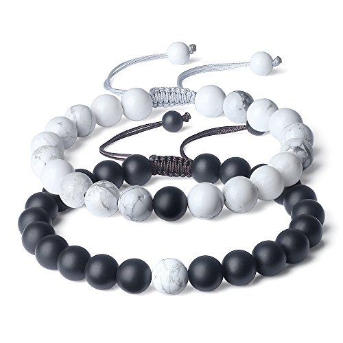 COAI Partnerarmbänder aus Howlith und Matt Onyx Freundschaftsarmbänder für Damen Herren COAI Partnerarmbänder aus Howlith und Matt Onyx Freundschaftsarmbänder für Damen Herren von COAI