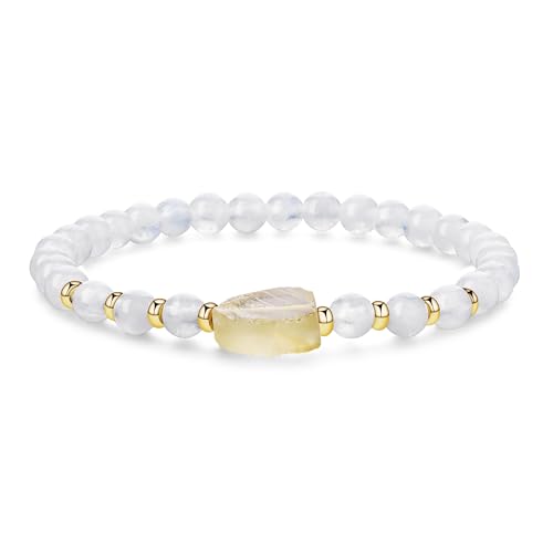 COAI Frauen Perlenarmband aus Mondstein Perlen Citrine Charm Armband für Damen S von COAI