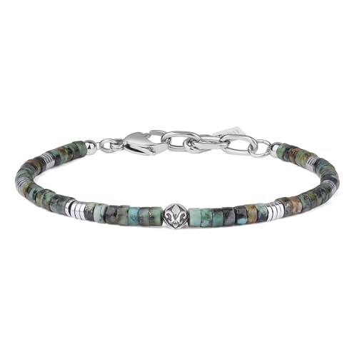 COAI Perlenarmband aus 4x2 mm Afrikanischer Türkis mit 6 mm Iris-Perlen Energiearmband für Herren COAI Perlenarmband aus 4x2 mm Afrikanischer Türkis mit 6 mm Iris-Perlen Energiearmband für Herren von COAI