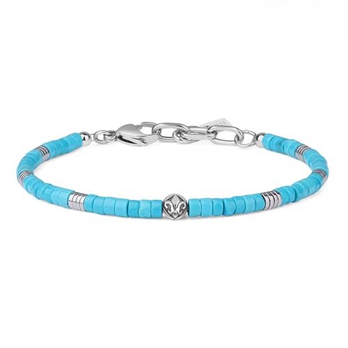 COAI Perlenarmband aus 4x2 mm Synthetischer Türkis mit 6 mm Iris-Perlen Edelstein Armband für Herren von COAI