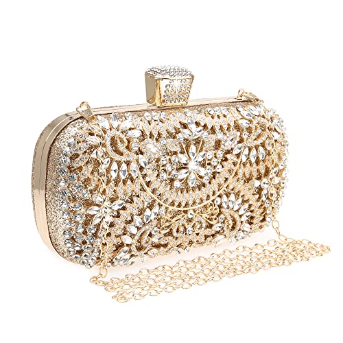 COAIMANEY Damen Glitzernde Clutch, Abendtasche Unterarmtasche Umhängetasche mit Strass-Pailletten und Abnehmbarer Kette für Hochzeit Party Abschlussball von COAIMANEY