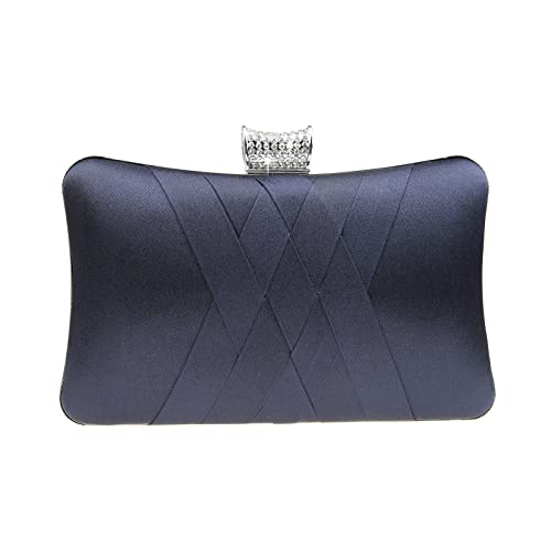 COAIMANEY Damen Seidensatin Clutch, Abendtasche Unterarmtasche Umhängetasche mit Strass und Abnehmbarer Kette für Hochzeit Party Abschlussball von COAIMANEY