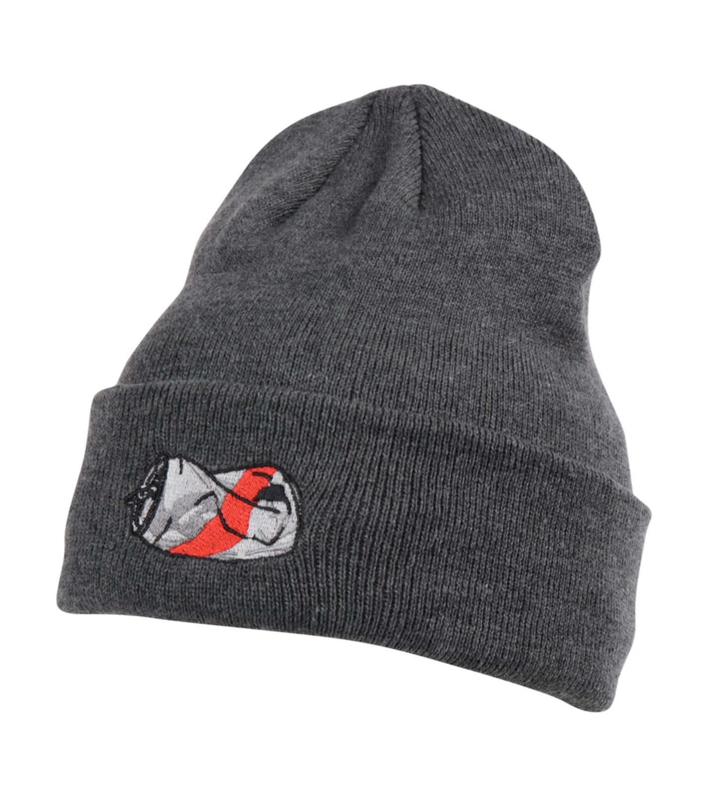 COAL The Crave Mütze schlichte Winter-Mütze gemütlicher Strick-Beanie mit gesticker Dosen-Grafik 225914 Dunkelgrau von COAL