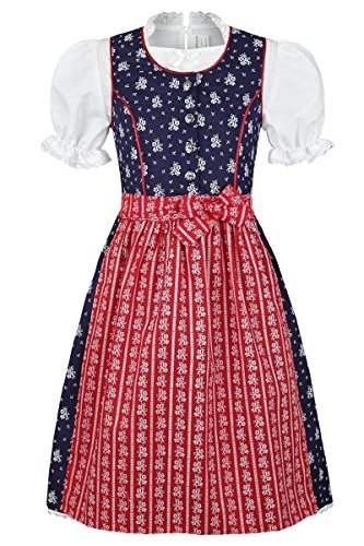 COALA Mädchen Kinderdirndl geblümt blau rot mit Bluse, blau/rot, 134/140 von COALA