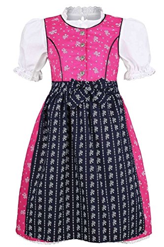 COALA Mädchen Mädchen Dirndl geblümt pink blau mit Bluse, Pink/Blau, 98/104 von COALA