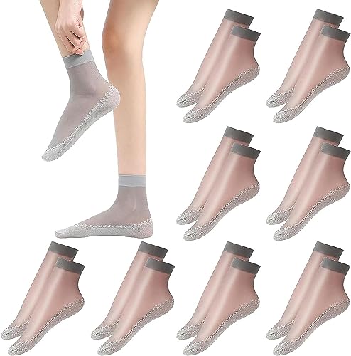 8 pairs Tourmaline Ions Magnetic Fiber Ice Silk Socks, Tourmaline Ionic Body Shaping Stretch Socks, Tourmaline Lymphatic Slimming Socks,Tourmaline Socks for Varicose Veins, Health Socks (grey-8 pairs) von COALHO