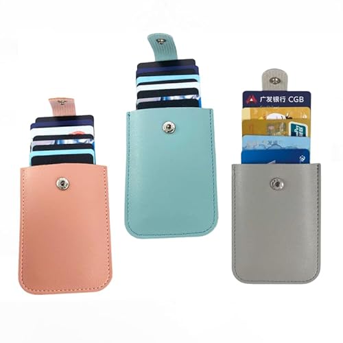 COALHO Pull-Out Card Holder, Stackable Pull-Out Card Holder, Layered Concealed Pull Card Holder, with Snap Button Pull - Out Business Card Holder, Slim Card Holder (Pink + Light Blue + Gray) von COALHO