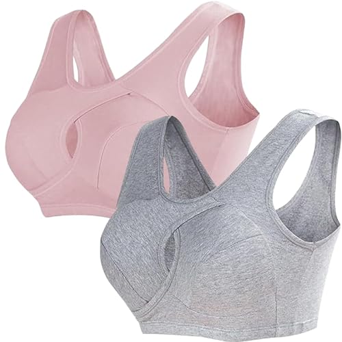 Lifts Anti-Sagging Wirefree Bra, Breathable Cool Lift up Air Bra, Breathable Anti Saggy Breasts Bra (L,pink + Gray) von COALHO