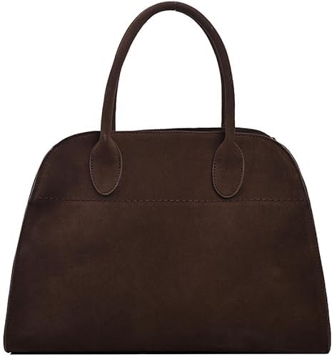 Suede Tote Bag for Women, Suede Purse Tote Bag Vintage Handle Bag Fashion Retro Shoulder Satchel Bag (Coffee,Large) von COALHO