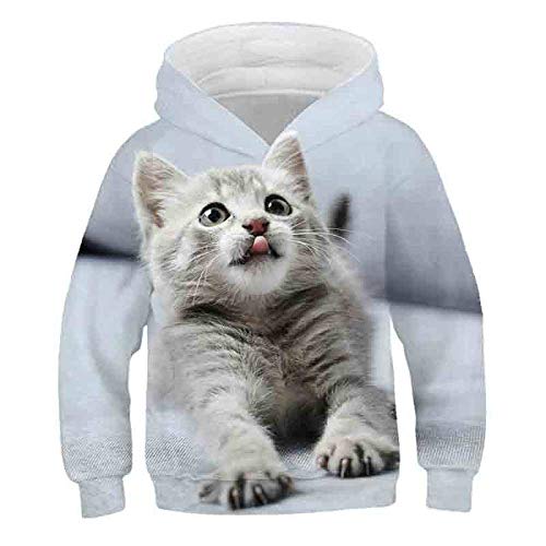 COAOBO Kinder Hoodie 3D Druck，4-14 Jahre Kinder Sweatershirt Winter Niedliche Tierkatze Kleidung Mädchen Warme Oberteile Pullover Herbstmantel Für Jungen Kid-140Cm von COAOBO