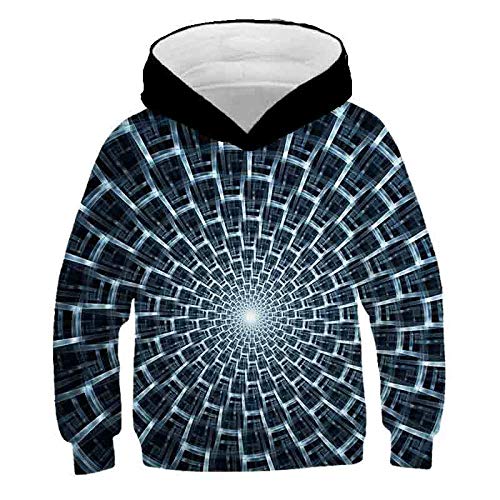 COAOBO Kinder Hoodie 3D Druck，Harajuku Psychedelic 3D Hoodie Jungen Kleidung Grafik Hoodie Sweatshirt 3D Hoodie Sportswear Kinderkleidung-150Cm von COAOBO