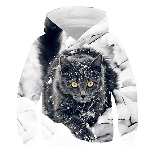 COAOBO Kinder Hoodie 3D Druck，Herbst 3D Katze Kinder Hoodies Lustige Tiere Jungen & Mädchen Kleidung Langarm Sweatshirt Bequeme Anime Tops-120Cm von COAOBO