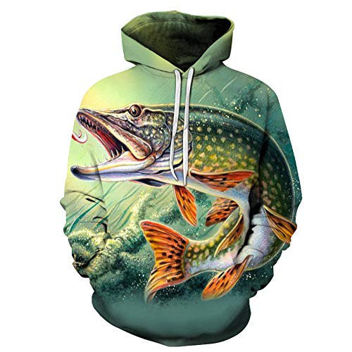 COAOBO Kinder Hoodie 3D Druck，Mädchen Jungen Hoodie Angeln 3D-Druck Kinder Sweatshirts Unisex Taschen Kapuzenpullover Für Kinder 4-16Y-120Cm von COAOBO