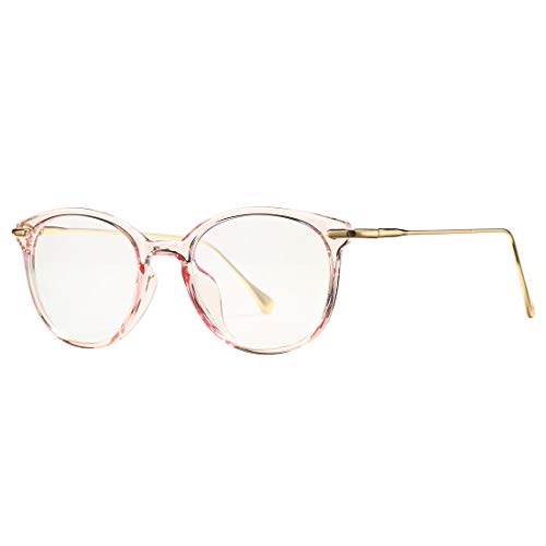 COASION Brille Damen Herren Retro Frame Blockieren Blaulicht Gaming brille Computerbrille (A3* Clear Pink/Gold) von COASION