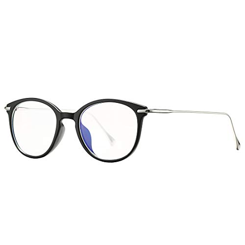 COASION Brille Damen Herren Retro Frame Blockieren Blaulicht Gaming brille Computerbrille (A7* matt schwarz/silber) von COASION