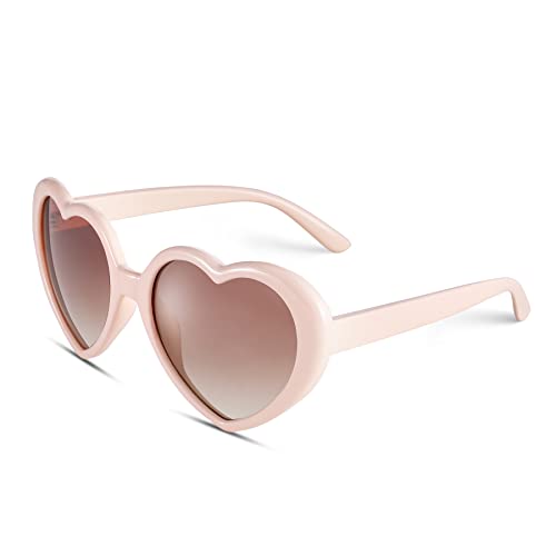 COASION Herz Sonnenbrille für Damen Herzform Polarisierte Aesthetic Herzbrille Party Festival Rave Heart Shaped Sunglasses von COASION