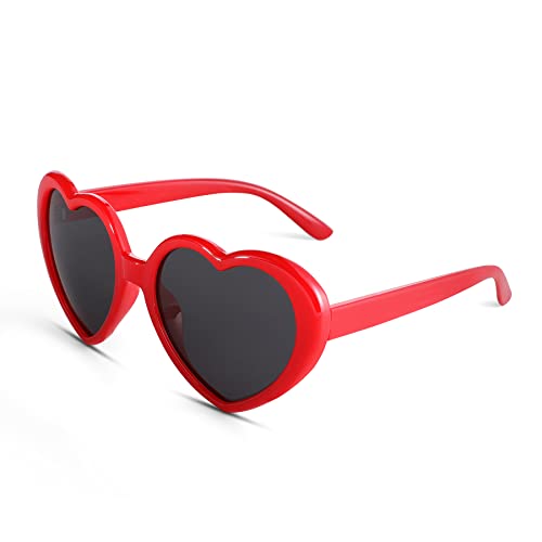 COASION Herz Sonnenbrille für Damen Herzform Polarisierte Aesthetic Herzbrille Party Festival Rave Heart Shaped Sunglasses von COASION