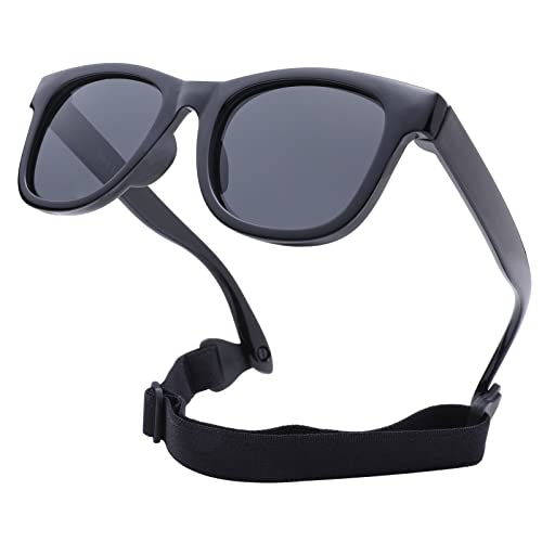 COASION Kinder Sonnenbrille Polarisierte Uv Schutz Gummi Sonnenbrille Baby Alter 1-3 (C4* Glänzend Schwarz/Grau) von COASION