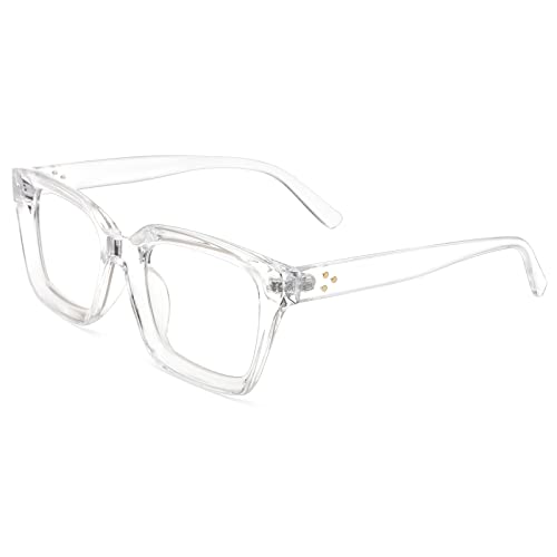 COASION Mode Quadratisch Brille Ohne Stärke Damen Gaming Computerbrille Fake Geld Brille Damen Herren (Transparent) von COASION