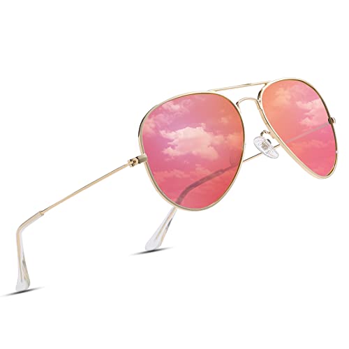 COASION Pilotenbrille Damen Polarisierte Sonnenbrille Herren Fliegerbrille Piloten Sonnenbrillen UV400 Schutz Metallrahmen von COASION
