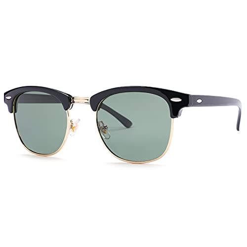 COASION Polarisiert Retro Klassische Halb Rahmenloser Rahmen Sonnenbrille Herren Damen, UV400, Klassisch Eyewear von COASION