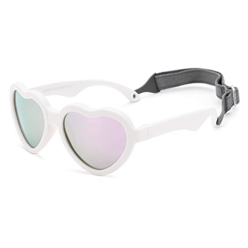COASION Polarisierte Baby Sonnenbrille Herz mit Verstellbares Band für 0-24 Monate Neugeborene Jungen MäDchen, TPEE UV400 Schutz von COASION