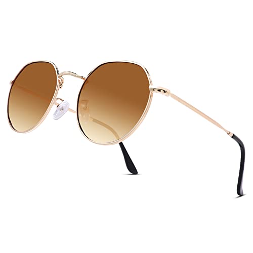 COASION Polarisierte Runde Retro Sonnenbrille Damen Herren Vintage Metallrahmen UV400 Schutz Lense für Frauen Männer von COASION