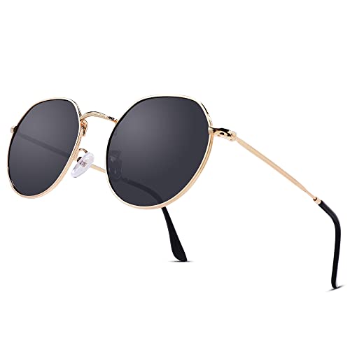 COASION Polarisierte Runde Retro Sonnenbrille Damen Herren Vintage Metallrahmen UV400 Schutz Lense für Frauen Männer von COASION