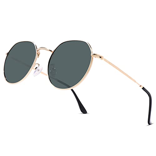 COASION Polarisierte Runde Retro Sonnenbrille Damen Herren Vintage Metallrahmen UV400 Schutz Lense für Frauen Männer von COASION