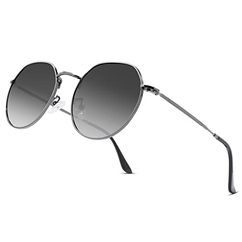 COASION Polarisierte Runde Retro Sonnenbrille Damen Herren Vintage Metallrahmen UV400 Schutz Lense für Frauen Männer von COASION