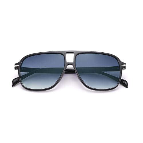 COASION Retro Pilot Sonnenbrille für Frauen Männer Klassisch Rechteckig Doppelsteg Brille Übergröße 70er Jahre Vintage Eyewear UV400 Schutz(Schwarzer Rahmen/Gradient Graue Gläser) von COASION