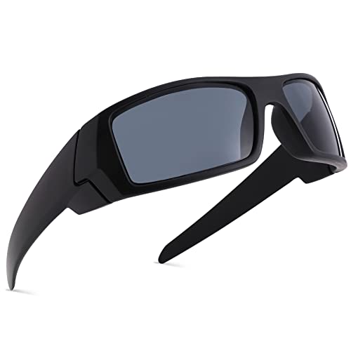 COASION Vintage Sonnenbrille Für Herren und Damen UV400 Schutz Y2K Wrap Around Sportbrille Fahrradbrille (Schwarz+Grau) von COASION