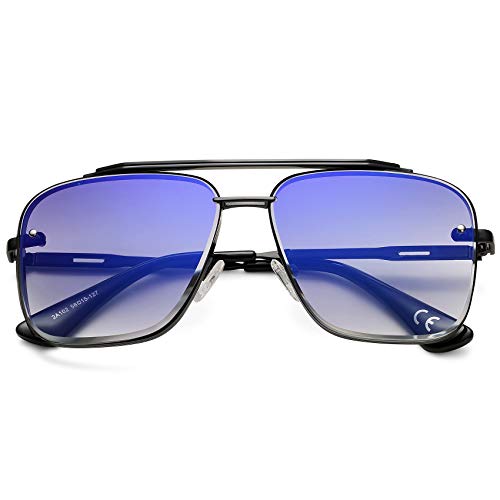 COASION Vintage Tony Stark Sonnenbrille Polarisiert Übergroße Quadratische pilotenbrille für Damen Herren (A1 Schwarz/Gradienten dunkelblau) von COASION