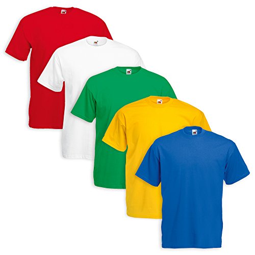 5er Pack T-Shirt Valueweight T - Farbe: 1x White 1x Royal 1x Sunflower 1x Red 1x Kelly Green - Größe: XXL von COATS