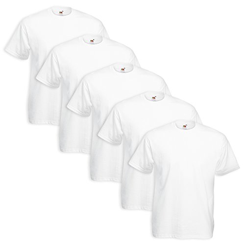 Fruit of The Loom Herren T-Shirt T Logo 5er Pack - Weiß - Small von Coats