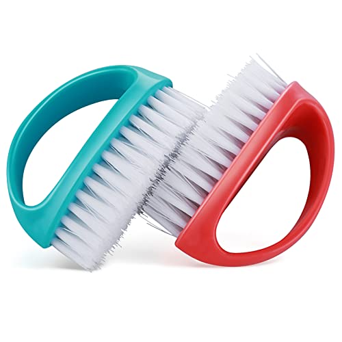 Cobee 2er Pack Handnagelbürste zum Reinigen von Fingernägeln langlebige steife Borsten Nagelbürstenreiniger mit Griff robuster tiefer Nagelreinigungsschrubber für Zehen Männer Mechanik (rot, blau) von Cobee
