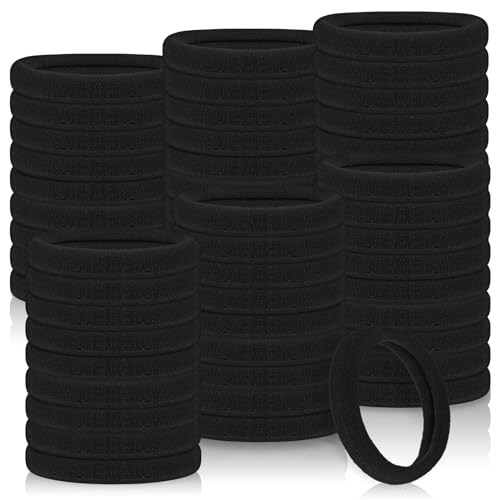 cobee 100 Stück 4 cm Haargummis für Frauen, Nylon Haargummis keine Schäden für dickes Haar nahtlos weiche Haarbänder lose Haargummis Pferdeschwanzhalter Stirnbänder Stretch Haarbänder(schwarz) von Cobee