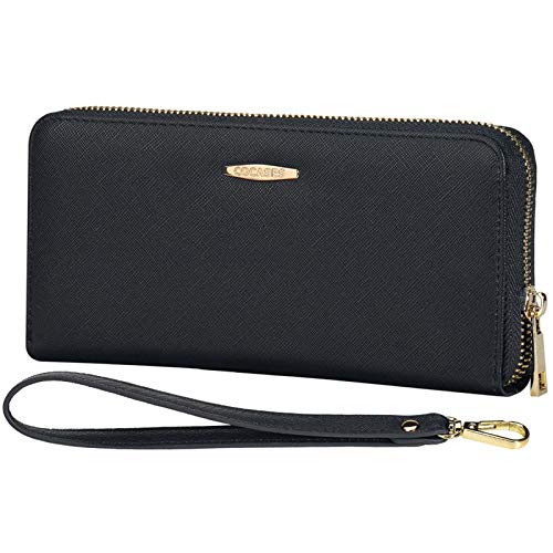 COCASES XL Damen Geldbörse Portemonnaie mittelgroß Geräumiges Geldbeutel Weiches Portmnee schickes Clutch mit RFID Schutz und Schlaufe (Schwarz) COCASES XL Damen Geldbörse Portemonnaie mittelgroß Geräumiges Geldbeutel Weiches Portmnee schickes Clutch mit RFID Schutz und Schlaufe (Schwarz) von COCASES